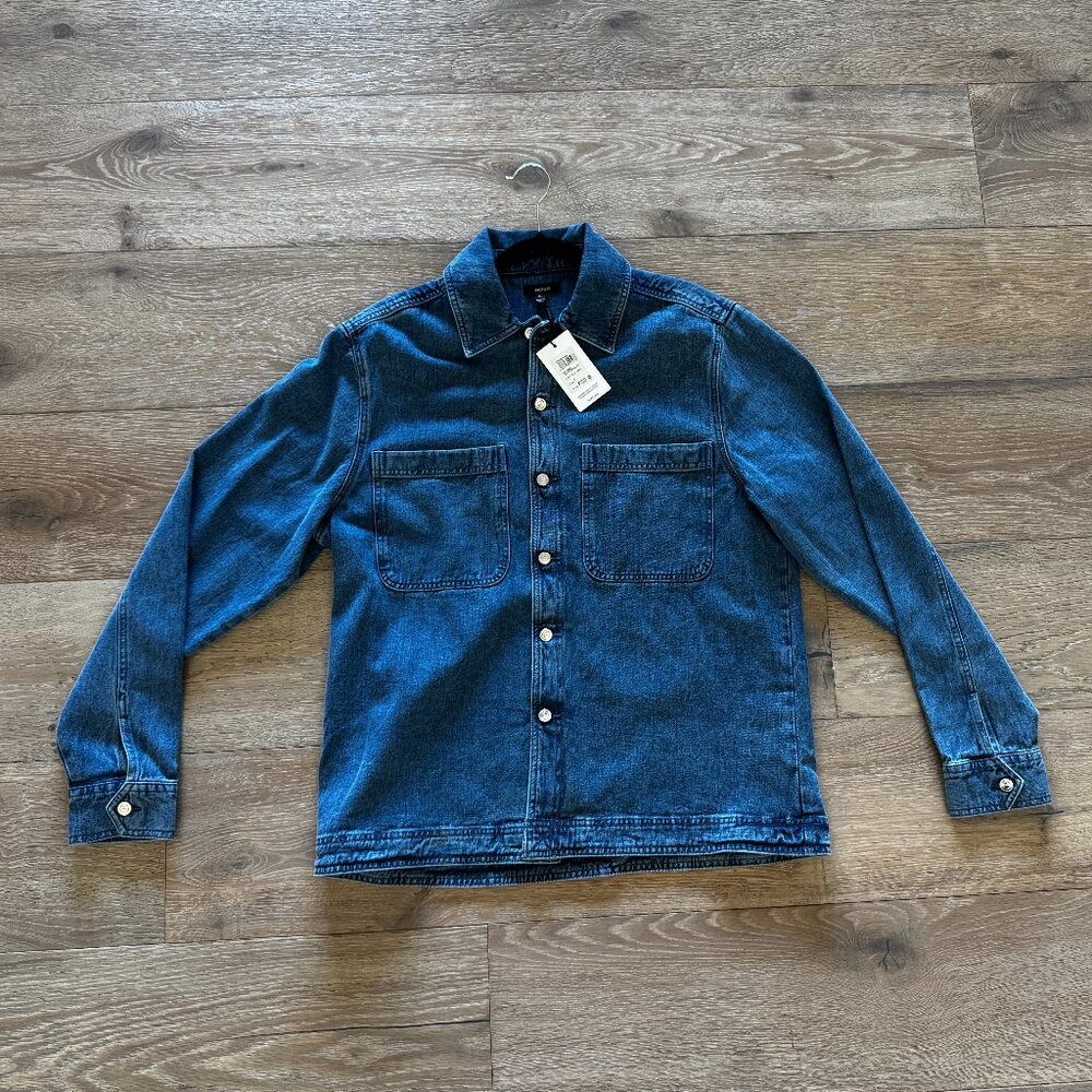 Reiss Tore Denim Overshirt Light Blue XL X-Large NWT $225